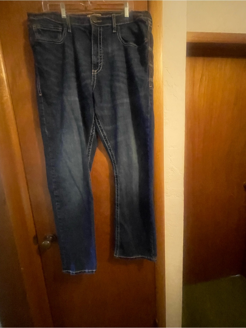 Wrangler 20X Vintage 42 Boot Jeans Men 38x34 Dark Distressed Wash Cotton 42MWXFT